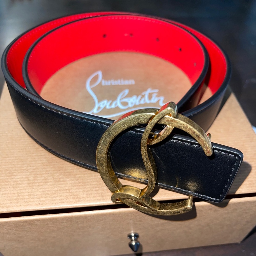Louboutin Black Leather Belt